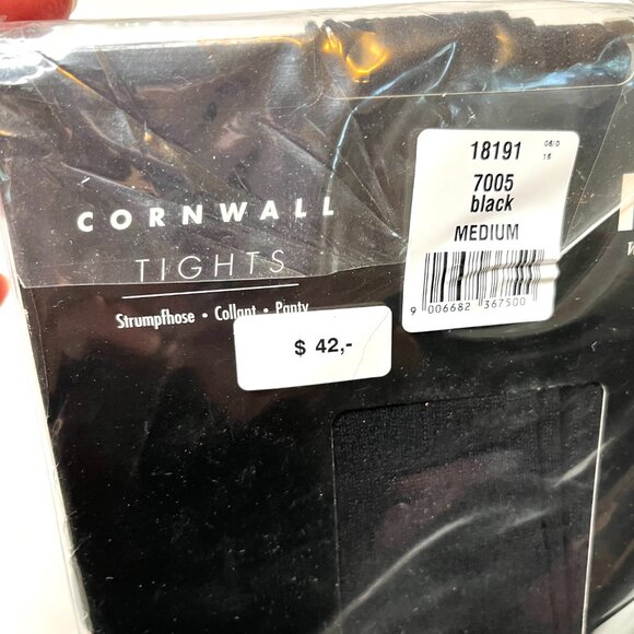 Wolford Cornwall Tights Size Medium Black Sweater Argyle Ribbed Knit Winter 40 - Picture 7 of 8